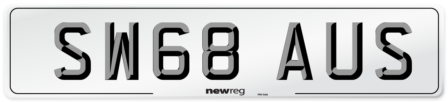 SW68 AUS Number Plate from New Reg